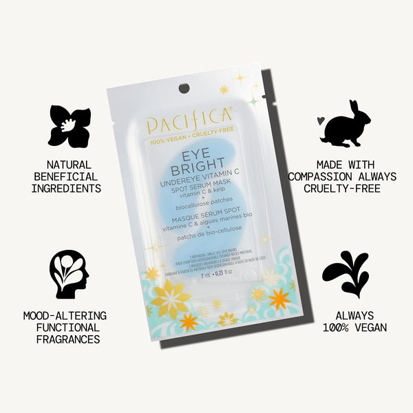 Pacifica Undereye Spot Serum Mask Ã¢ÂÂ Bright Eye Vitamin C Mask for Dark Circles & Hydration, Brightening under Eye Treatment, Vegan &
