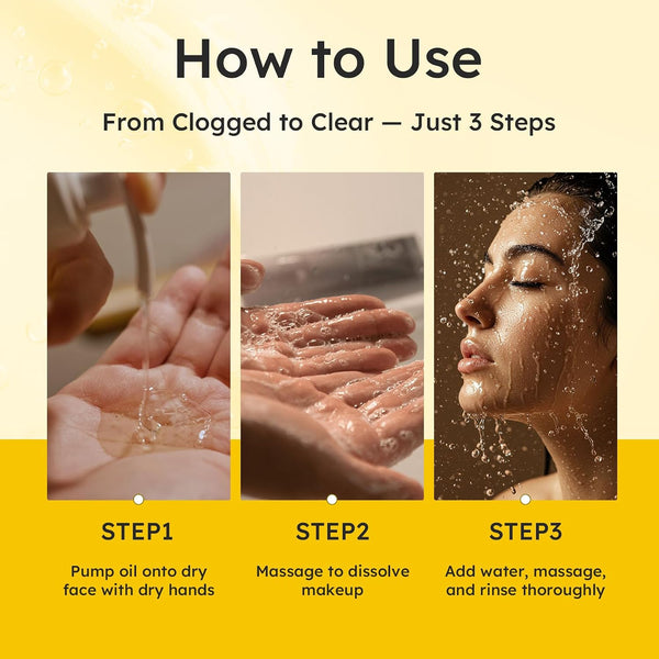 Elvira Pure Cleansing Oil, Makeup Remover & Blackheads Pore Cleanser, Jojoba Oil Cleanser for Face, Korean Skin Care, Plant-based, for Sensitive