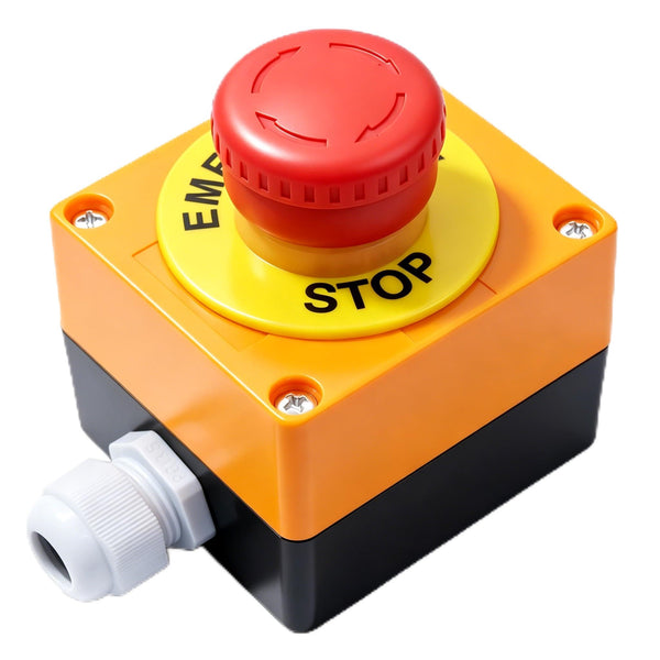 Mxuteuk 22Mm 2 NC Red Mushroom Emergency Stop Push Button Switch AC 660V 10A Switch Station Box LA36-02ZS-BOX-Y