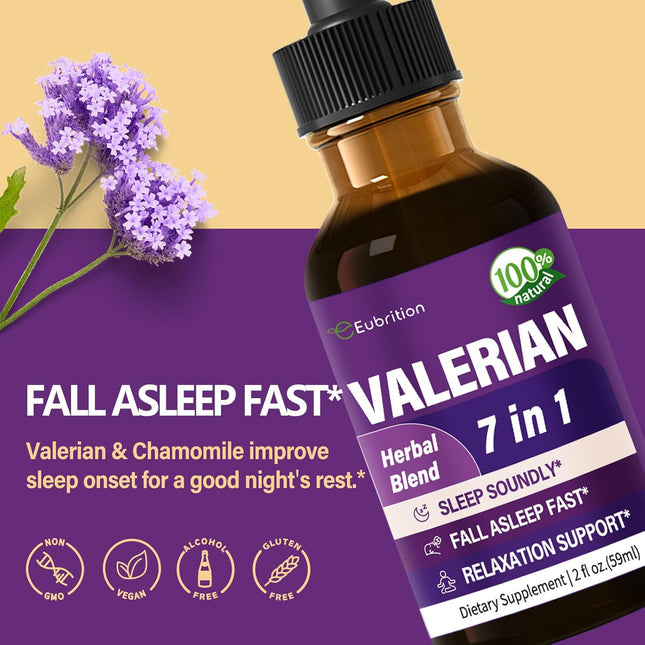Valerian Root Sleep Support Drops, Passion Flower, Chamomile, Lavender, Soursop 
