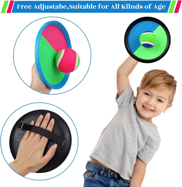 Toss and Catch Game Set, Outdoor Games with 4 Paddles 4 Balls and 1 Storage Bag, Great Outdoor Toys/Gifts for Kids, Classic Outdoor Games, Beach