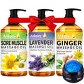 Fathers Day Gift from Wife-3 Pack Massage Oil for Massage Therapy,Sore Muscle Arnica Oil & Lavender Massage Oils for Date Night & Ginger Oil