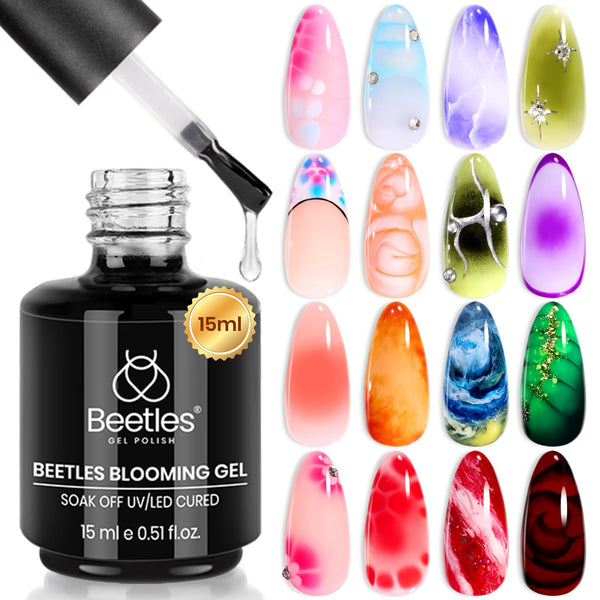Beetles Blooming Gel 15Ml Clear Uv Led Blossom Gel Polish for Spreading Effect Marble Natural Stone Watercolor Floral Print Soak off Diy Nail Art