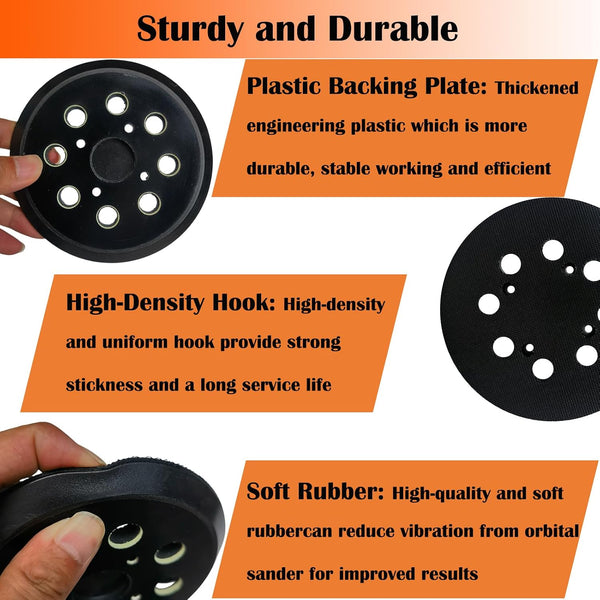 2 Pack 5 Inch 8 Hole Hook and Loop Sander Pad for Ridgid R2600, R2601 5" Random Orbit Sanders - Replacement Backing Sanding Pad for Pad Part