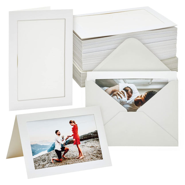 BEST PAPER GREETINGS 48 Pack Photo Frame Cards 4X6 with Envelopes - Picture Inse