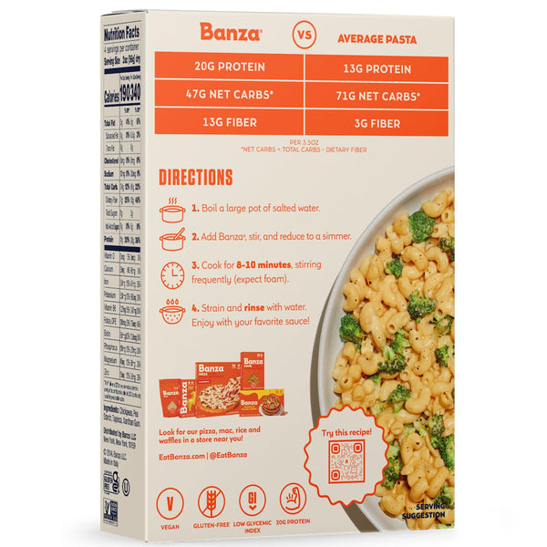 Banza Elbows Pasta from Chickpeas - Gluten Free, High Protein, and Lower Carb Protein Elbows Chickpea Pasta - 8oz 8 Ounce (Pack of 1)