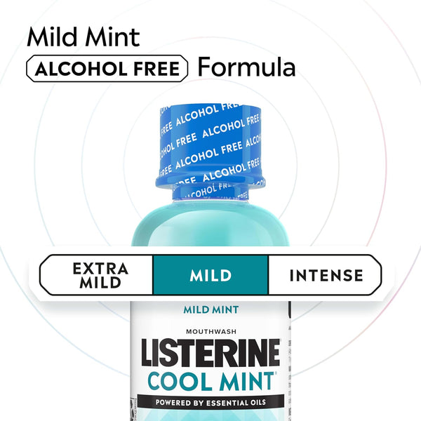 Listerine Cool Mint Alcohol Free Mouthwash, Mild Mint, 3.2 fl. oz/95 mL 3.2 Fl Oz (Pack of 1)
