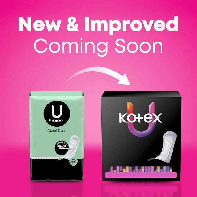 U by Kotex Ultra Thin Pads, Clean & Secure, Heavy Absorbency, 56 Count (Packagin
