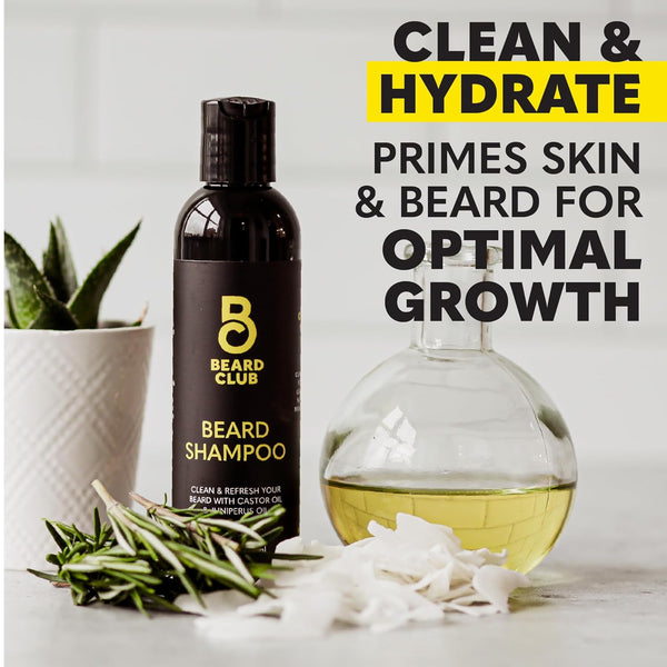 The Beard Club Beard Care Kit & Mens Grooming Kit - Essentials for a Healthier Looking, Stylish Facial Hair - Straight Edge Razor, Shampoo, Cedar