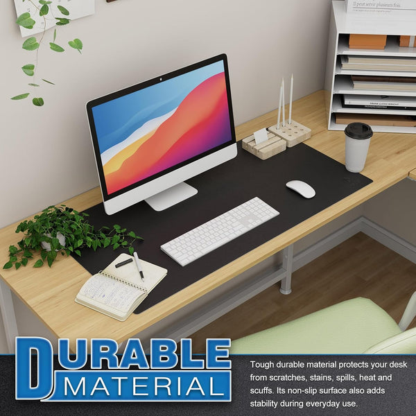 K KNODEL Large Office Leather Desk Mat, Mouse and Keyboard Pad, Computer and Laptop Mat, Desktop Protector and Cover, Writing Pad and Blotter