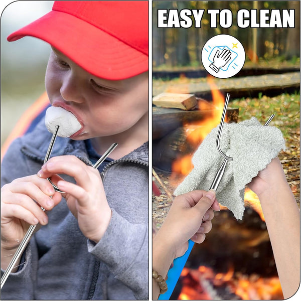 Briout Marshmallow Roasting Sticks 12 Colors Extra Long 45'' Stainless Telescoping Hot Dog Smores Skewers Kids Safe Barbecue Forks for Campfire,