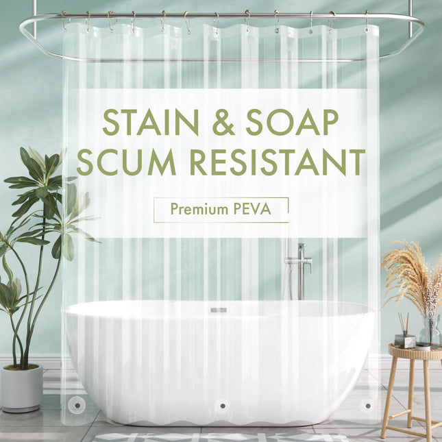 Amazerbath Shower Curtain Liner, 72X72 Clear Shower Curtain Liner, Waterproof Plastic Shower Liner, Cute Lightweight PEV