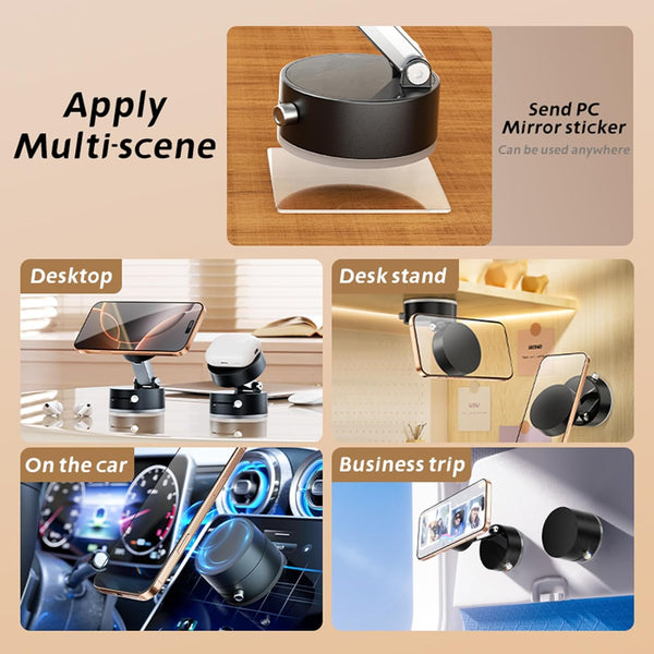 Vacuum Magnetic Phone Holder Updated Suction Cup Phone Mount Foldable Multi-Scenario Application 360° Adjustable Magnetic Phone Holder for