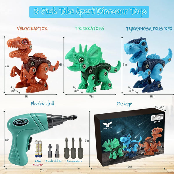 Dinosaur STEM Toys for Kids 3-5, Take Apart Dinosaur Toys with Electric Drill, Educational Building Toy & Construction Set, DIY Christmas Birthday