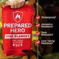 Prepared Hero Emergency Fire Blanket - 4 Pack - Fire Suppression for Kitchen, 39” x 39” Fiberglass Fire Blanket for Home 4-pack Red