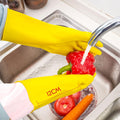 Vgo... 1-Pair Reusable Household Gloves, Rubber Dishwashing Gloves, Extra Thickness, Long Sleeves, Kitchen Cleaning, Working, Painting, Gardening,