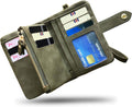 AOXONEL Women's Small Bifold Leather wallet Rfid blocking Ladies Wristlet with Card holder id window Coin Purse Small Army Green