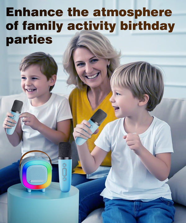 Mini Karaoke Machine Speaker for Kids Adults, Portable Bluetooth with 2 Wireless Microphones, Children'S Day Birthday Gift Ideas for Toys for