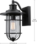 GLOBE Electric 44094 1-Light Outdoor/Indoor Wall Sconce, Black Finish, Seeded Glass Shade, Coastal Modern Design, Weather-Resistant, E26 Base