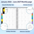 Daily Planner 2025-2026(July 2025 - December 2026) - 18 Month Planner with Tabs, Calendar Yearly Monthly Weekly Spiral Time Management, Flexible