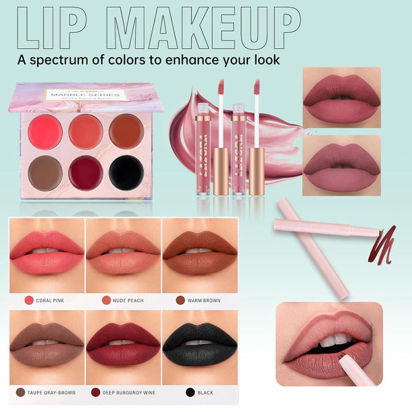 Makeup Kit for Teens for Women Full Kit Includes 20 Colors Eyeshadow Palette Foundation & Face Primer Makeup Sponge Eyebrow Soap Winged Eyeliner