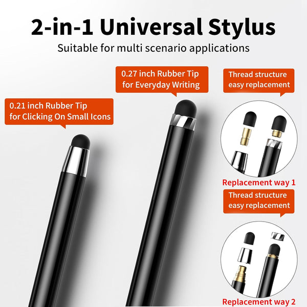 Stylus(10-Pack),Stylus Pen for Touchscreen iPad.2-in-1 Universal Stylus | High Sensitivity,Rubber Tip,Metal barrel,,No Charging,Compatible with