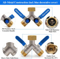 Brass Garden Hose Splitter, Garden Hose Splitter 2 Way Heavy Duty, with 2 304 Stainless Steel Extension Handles, 2-Way Y-Valve 3/4Ã¢ÂÂ GHT Threads