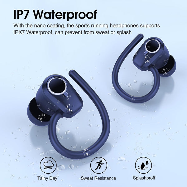 Wireless Earbuds, 2023 Bluetooth Headphones 5.3 Sport, 50H Ear buds with Earhooks, Dual LED DisplayBluetooth Earbuds, Stereo Noise Cancelling