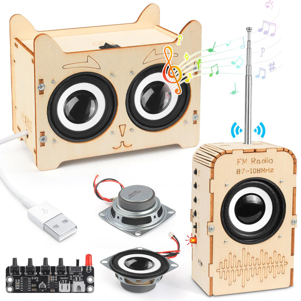Poraxy Science Kits for Kids Age 8-12 12-14, STEM Toys for 8-13, Build Your Own Bluetooth Speaker & FM Radio, 3D Puzzles DIY Projects, Birthday