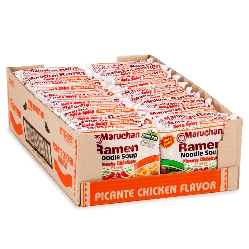 Maruchan Ramen Noodle Soup, Picante Chicken Flavor – Japanese-Style Instant Noodles, Quick & Easy Meal for Students & Busy Families – 3 Oz. (24