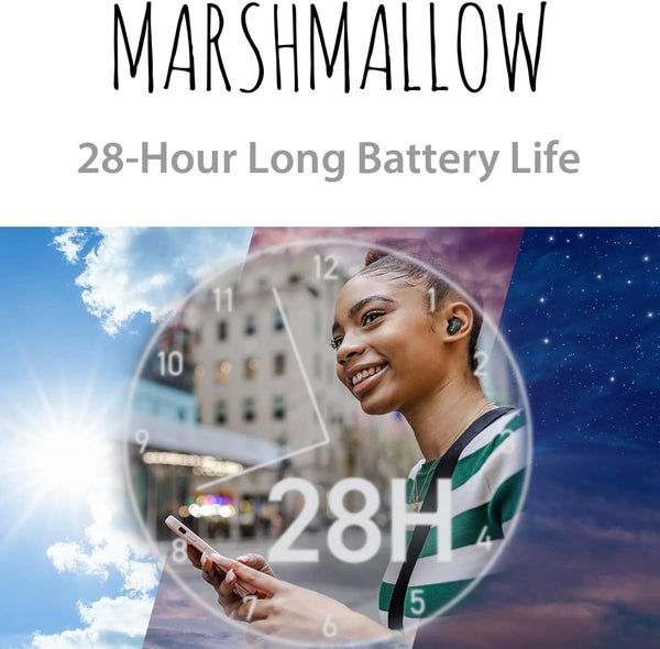 JVC Marshmallow True Wireless Bluetooth 5.3 Earbuds – 28H Battery, Memory Foam Earpieces for All-Day Comfort, IPX4 Water Resistant, Mic, Compact