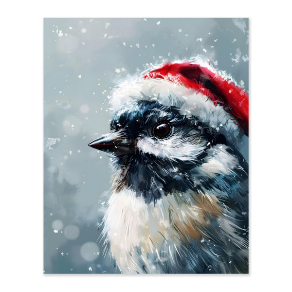 Bird Paint by Number for Adults,Christmas Bird Paint by Numbers Kit for Adults Beginner,Cute Bird Wearing Santa Hat Adult Paint by Number Kits on