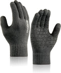 COOLJOB Warm Fleece Knit Winter Gloves for Men Women, Touch Screen Fingers, Non-slip Silicone Grip and Elastic Cuff X-Large (Pack of 1) Dark Gray