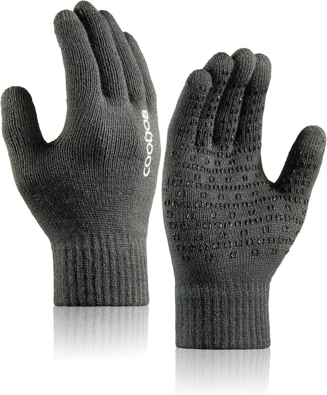 COOLJOB Warm Fleece Knit Winter Gloves for Men Women, Touch Screen Fingers, Non-