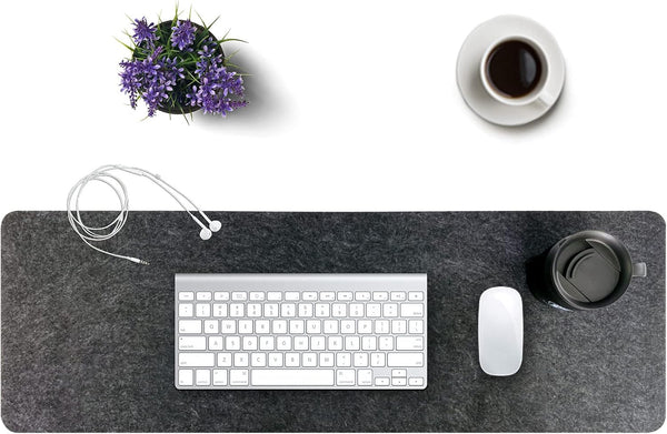 Felt Desk Mat | Computer Mat for Desk(36x12Inches) | Large Felt Mouse Pad and Keyboard Mat | Desk Protector for Office | Dark Gray Dark Gray 36" x 12"