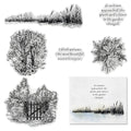 Threetols Autumn Tree Background Clear Stamps for Card Making Scrapbooking and Sentiment Words Transparent Silicone Stamps Photo Album Decor