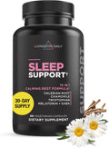 Livingood Daily Sleep Support, 5Mg Melatonin (60 Vegetarian Capsules) - Natural Sleep Aid for Adults - Sleeping Pills Supplement with Valerian