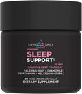 Livingood Daily Sleep Support, 5Mg Melatonin (60 Vegetarian Capsules) - Natural Sleep Aid for Adults - Sleeping Pills Supplement with Valerian