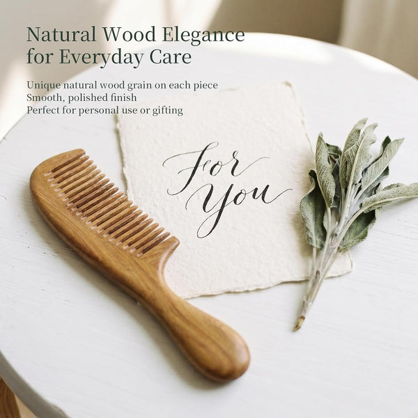 Onedor Handmade 100% Natural Green Sandalwood Hair Combs - Anti-Static Sandalwood Scent Natural Hair Detangler Wooden Comb (Wide Tooth),1 Count