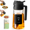 Olive Oil Sprayer for Cooking, 470Ml 2 in 1 Glass Oil Dispenser/Pour Bottle, Kitchen Accessories, Kitchen Gadgets for Air Fryer, Salad, BBQ (Black)