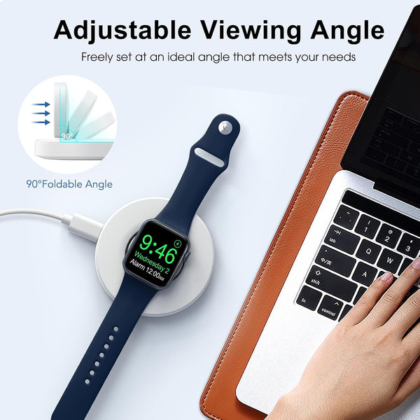 Upgraded for Apple Watch Charger, Foldable Travel Fast Charging Dock White USB A