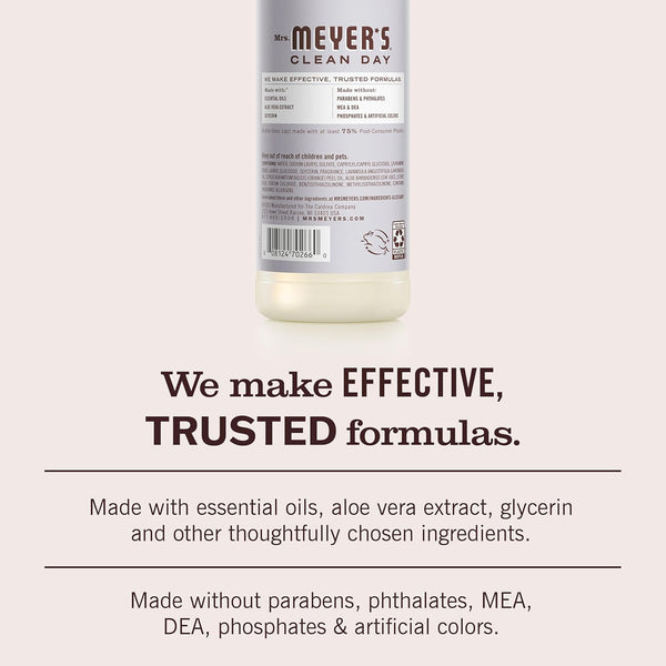 MRS. MEYER'S CLEAN DAY Liquid Dish Soap, Lavender Scent, 16 Ounce Bottle