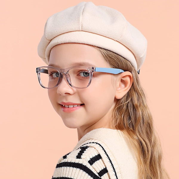 FANNYGO 3 Pack Kid Blue Light Glasses For Kids Girls Boys Computer Blue Light Kids Glasses Clear Glasses Age 3-9 (Black + Dark blue + Light blue)