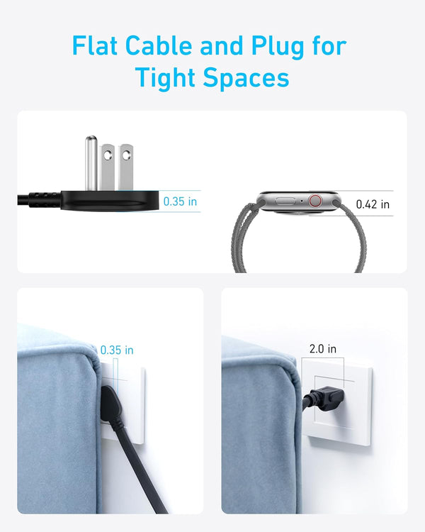 Anker Power Strip, 900J Surge Protector, 35W Max | Flat Plug Extension Cord with Multiple Outlets, 8 AC, 2 USB A, 2 USB C, 5ft Outlet Extender,