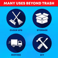 Tasker 55-60 Gallon Trash Bags Heavy Duty | Value 50 Count Bags W/Ties | Extra Large Industrial Trash Bags 55 Gallon, Lawn and Leaf Bags, Extra