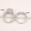 Wuziwen Wedding Ring Sets Princess Cut Engagement Rings for Women Sterling Silver Cubic Zirconia Moissanite Women's Bridal Ring Band Set