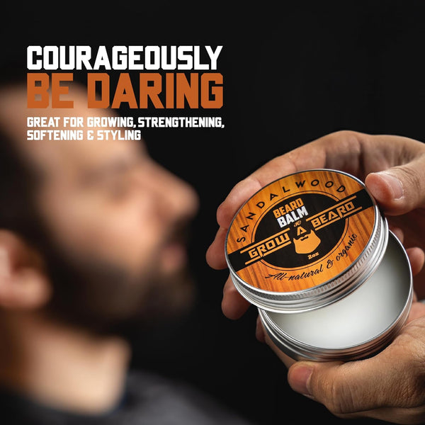 Beard Balm for Men, 2oz Sandalwood & 2oz Citrus Scent, w/Jojoba Oil & Shea Butter, Styling Cream for Men, Moisturizer & Softener, Beard Care Leave