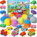 Bath Bombs for Kids with Surprise Inside, 9 Pack Pull-Back Cars Organic Rich Foam Color Bubble Set with 3 Multifunctional Vehicles, Gentle and