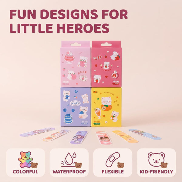 20 Pcs/Box Adhesive Bandages, Random Color Waterproof Band Aid, Cute Kids Bandages, Elastic Sticker,Cartoon Aid Patches Random Styles Adhesive