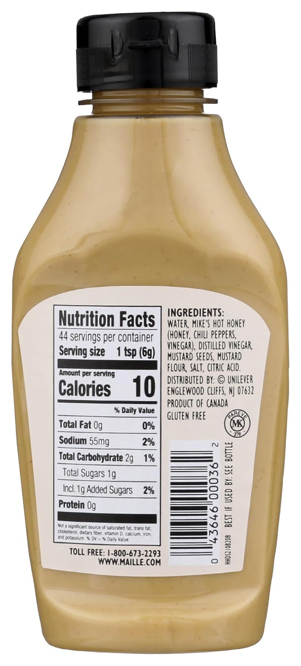 Maille x Mike's Hot Honey Special Edition Savory-Sweet Condiment with a Spicy Kick Hot Honey Dijon Mustard Gluten-Free, Shelf-Stable 9.4oz Mustard